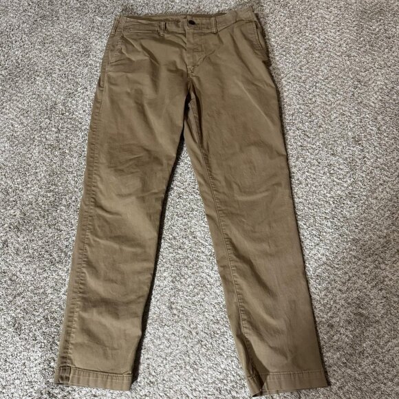 American Eagle Pants Mens 31x32 Brown Flex Chino Khaki Casual Straight - Picture 1 of 13